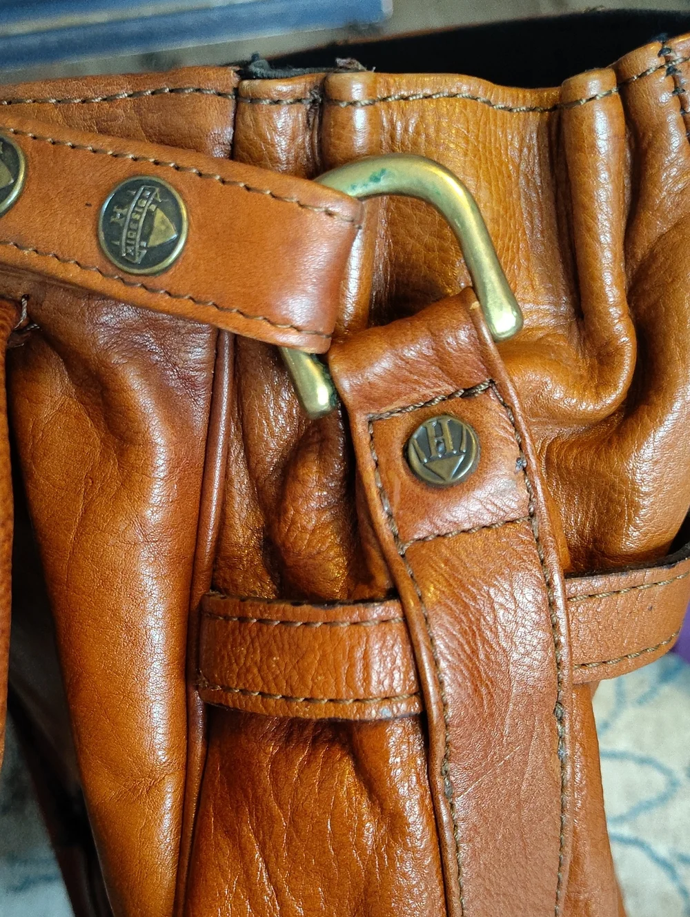 Vintage Leather Messenger Bag Multi Compartments